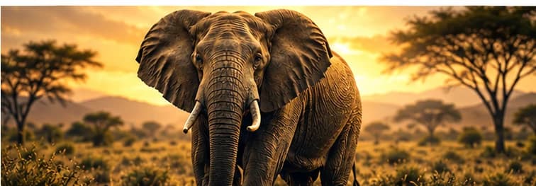 Olifant in een warm verlicht natuurlandschap