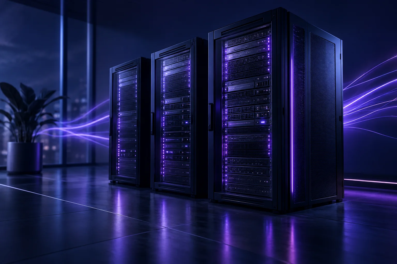 Illustratieve serverkasten voor streamingtechnologie